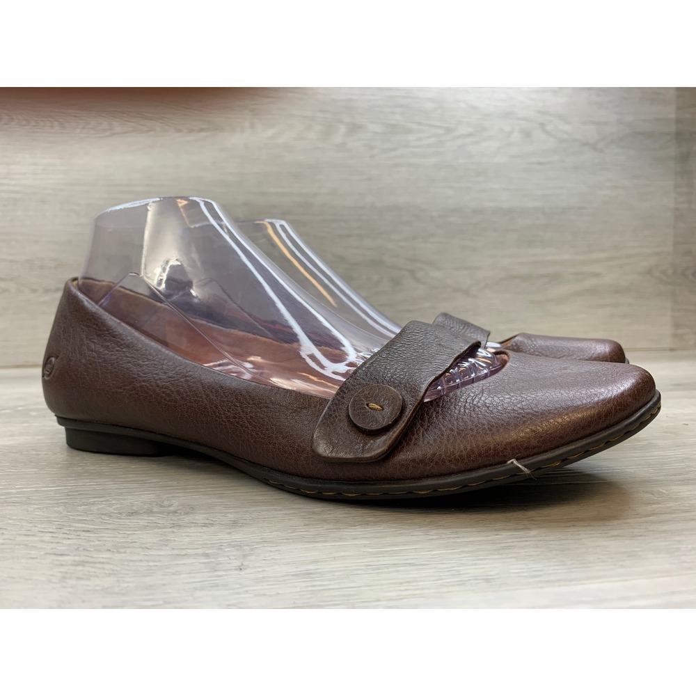 Born Julianne Brown Leather Mary Jane Ballet Flats Women's 10 Comfort Shoes